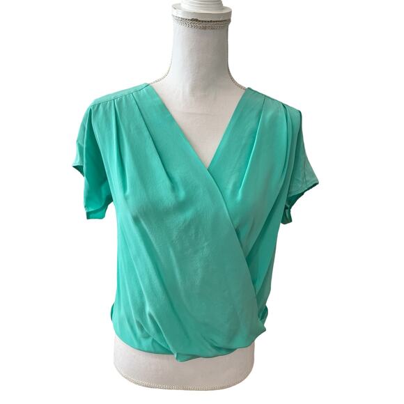 Amanda Uprichard Draped Surplice Flutter Sleeve Top Seafoam Green S - Picture 1 of 6